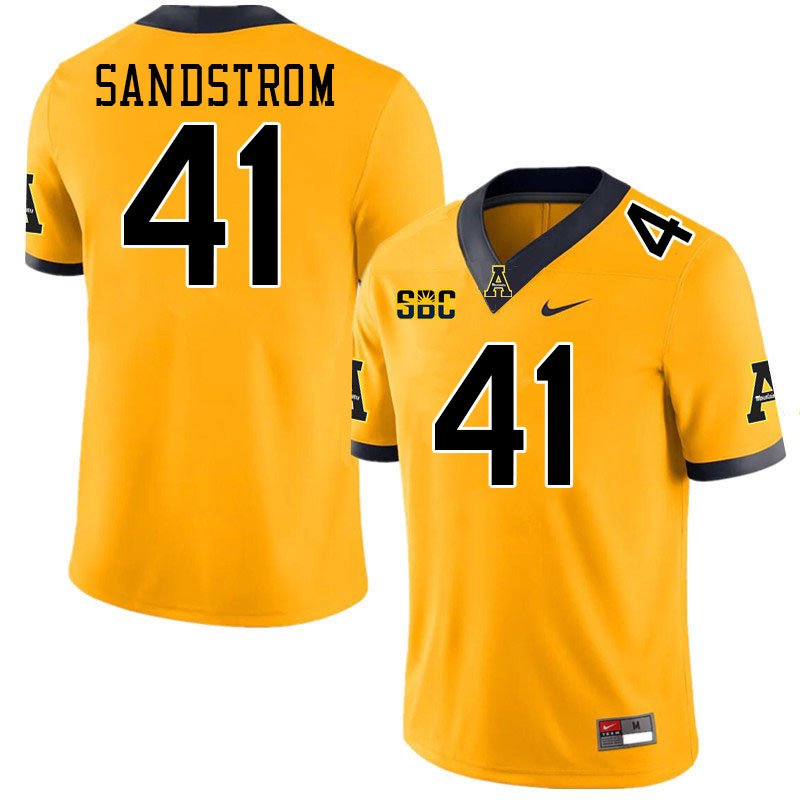 Appalachian State Mountaineers #41 Caleb Sandstrom College Football Jerseys-Gold
